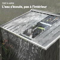 Outsunny Abri de jardin en métal 2,77 m² cabane de jardin 213 x 130 x 185 cm avec fondation, porte coulissante gris foncé(m-8)