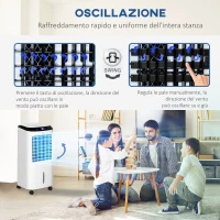 HOMCOM Raffrescatore 4 in 1 da 10L con Umidificatore, Timer 8h e Telecomando, 38.2x31.6x76 cm, in ABS, Bianco e Nero(m-20)