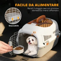 PawHut Trasportino per Gatti e Cani Piccoli Fino 4 kg in Plastica con Finestra Superiore, 49x32x31 cm, Grigio(m-7)