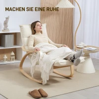 HOMCOM Upholstered Rocking Chair - Relaxing Armchair with Armrests & Steel Frame for Living Room, Bedroom, Cream(m-4)