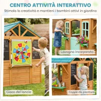 AIYAPLAY Casetta da Giardino per Bambini Finestra, Snack Bar, Mezza Porta, Portavasi, Telo Bersaglio, 4 Palline, Lavagna(m-5)