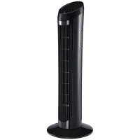 HOMCOM Ventilateur colonne silencieux et puissant 45W ventilateur tour 3 vitesses et oscillant 70°, pour chambre, bureau, 27 x 27 x 75 cm, noir(m-1)