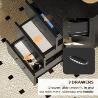 HOMCOM Computer Desk with Drawers, Home Office Desk, Writing Table, PC Workstation with 3 Storage Shelves for Working, Study, 120 x 49 x 72 cm, Black(m-5)