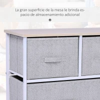 HOMCOM Cómoda con 5 Cajones de Tela Cómoda para Dormitorio Marco Metálico 100x30x54 cm Gris(m-7)