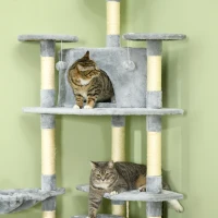 PawHut Árbol Rascador para Gatos 200 cm Torre para Gatos con 2 Cuevas 2 Hamacas Cama Postes de Sisal 60x60x200 cm Gris(m-7)