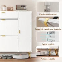 HOMCOM Dulap pentru Pantofi Slim cu Uși Rabatabile, Rafturi Reglabile, pentru 12 Perechi, Alb(m-9)