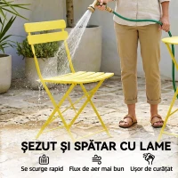 Outsunny Set Bistro, Masă și Scaune Pliabile pentru 2, Grădină, Galben.(m-7)