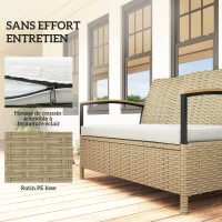 Outsunny Banc de Rangement de Jardin en Résine Tressée Coffre Extérieur 125L avec Structure en Acier Stable 123x70x82cm Kaki(m-8)