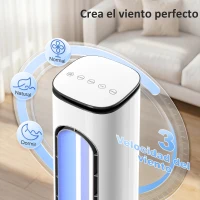 HOMCOM Ventilador de Torre sin Aspas con Luces LED Control Remoto 3 Velocidades 3 Modos Temporizador 15H Oscilación 50° Blanco(m-6)