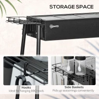 Outsunny Portable Charcoal BBQ Grill with Seasoning Baskets for Camping Picnic Hiking(m-6)