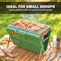 Outsunny Charcoal BBQ Grill Portable Stainless Steel Barbecue with Tilting Grate for Camping Picnic Garden Dark Green(m-6)
