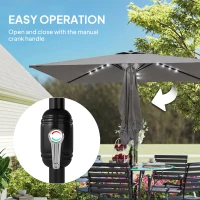 Outsunny 3 x 2 m Garden Parasol Umbrella with LED Solar Light, Parasol Cover, Outdoor Market Patio Umbrella, Dark Grey(m-9)