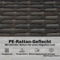 Outsunny Rattan Sofa mit Kissen, 3-Sitzer Gartensofa Loungesofa mit Stahlrahmen für Terrasse Garten 192 x 74 x 79 cm Cremeweiß(m-7)