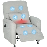 HOMCOM Poltrona Reclinabile con Riscaldamento, 8 Punti Massaggio e 5 Modalità, Tessuto Ciniglia, Grigio Chiaro(m-11)