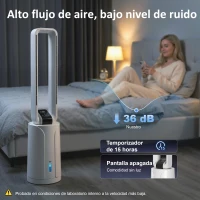 HOMCOM Enfriador de Aire 3 en 1 con Depósito de 1,7L Modos Ajustables Temporizador Control Remoto 24,7x24,7x109,5 cm Blanco(m-7)