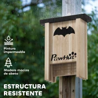 PawHut Set de 3 Casas para Murciélagos Cajas de Madera para Exterior Jardín Huerto o Granja Fácil de Colgar 18x6x22,5 cm(m-5)