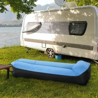 Outsunny Hamac Gonflable Chaise Longue transat Gonflable Pliable avec sac de transport pour Le Camping, la Mer, la Plage(m-10)