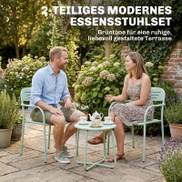 Outsunny Gartenstühle 2er Set Stapelbare Terrassenstühle mit Lamelldesign Armlehnen 56 x 58 x 78 cm Grün(m-4)