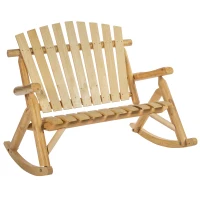 Outsunny Fauteuil de Jardin Adirondack à Bascule 2 Places Rocking Chair Style néo-rétro Assise Dossier Ergonomique Bois Naturel de pin(m-12)