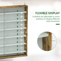 HOMCOM Six Shelf Display Cabinet, with Glass Doors - Brown(m-4)