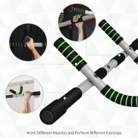 HOMCOM Doorway Pull up Bar, Door Frame Chin up Push up Bar for Home Gym Upper Body Workout, No Drilling or Screws, Green(m-6)