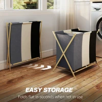 HOMCOM Kosz na pranie z 3 przegrodami 129L Składany Organizer do Pralni Sypialni Wielokolorowy(m-5)