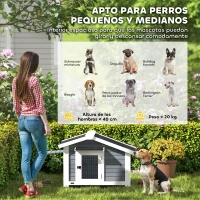 PawHut Caseta para Perros Exterior de Madera Casa para Perros Medianos con Techo Asfático Suelo Extraíble 98x76x69,5 cm Gris(m-7)
