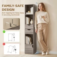 HOMCOM Bookcase with Drawers Adjustable Shelf Bookshelf with 2 Drawers and Cabinet 158 cm Grey(m-7)