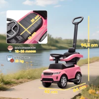 AIYAPLAY Correpasillos 2 en 1 para Niños de 18-36 Meses LAND ROVER DISCOVERY con Almacenaje Mango y Barandilla Extraíbles Rosa(m-3)