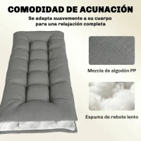 Outsunny Cojín para Banco Exterior con Correas de Sujeción Protección UV50+ Rebote Lento Interior Exterior 198x65x13 cm Gris(m-5)
