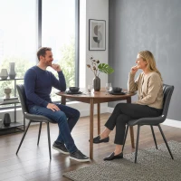 HOMCOM Conjunto de 2 Cadeiras de Sala de Jantar com Design Moderno e Capitonê para Sala Sala de Jantar Quarto Preto(m-4)