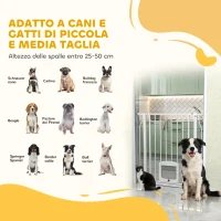 PawHut Cancello per Cani e Gatti Estensibile con Gattaiola Integrata, in Acciaio e ABS, 75-85x2x76 cm, Bianco(m-9)