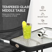 Outsunny Gliding Jack and Jill Seat, with Glass-Top Table - Black(m-6)