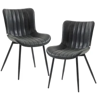HOMCOM Conjunto de 2 Cadeiras de Sala de Jantar com Design Moderno e Capitonê para Sala Sala de Jantar Quarto Preto(m-8)