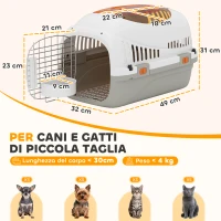 PawHut Trasportino per Gatti e Cani Piccoli Fino 4 kg in Plastica con Finestra Superiore, 49x32x31 cm, Grigio(m-3)