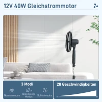 HOMCOM Standventilator leise mit Fernbedienung, 3 Modi, 28 Geschwindigkeiten, Mückenschutz & Oszillation, Schwarz(m-4)