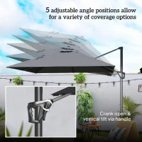 Outsunny Patio Offset Parasol Umbrella - Dark Grey(m-5)