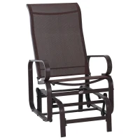 Outsunny Outdoor Gliding Rocking Chair with Sturdy Metal Frame Garden Comfortable Swing Chair, Brown(m-1)