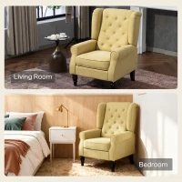 HOMCOM Wingback Accent Chair, Retro Upholstered Button Tufted Occasional Chair for Living Room and Bedroom, Yellow(m-8)