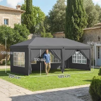 Outsunny Tonnelle de Jardin Barnum Pliant Côtés Amovibles Structure en Acier Renforcée Sac de Transport 3x6m Gris Foncé(m-3)