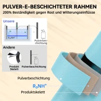 Outsunny 3-teiliges Garten Bistro Set Klappbar Bistrotisch mit 2 Stühlen Lamellen-Sitz Doppelt X-Beine Hellblau(m-4)