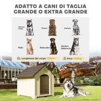 PawHut Cuccia per Cani Rialzata con Tetto Inclinato e Prese d'Aria, in PP, 102x94x103 cm, Beige e Marrone Scuro(m-5)