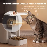 PawHut Distributore Automatico di Cibo per Gatti 4.5L con APP e Registratore Vocale(m-8)