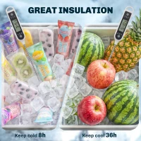 Outsunny Wózek chłodzący 56L z kółkami, otwieraczem do butelek, dolną półką, uchwytem, szary(m-5)