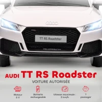 HOMCOM Voiture électrique enfant véhicule électrique enfant Audi TT RS 12 V 30 W V. Max. 3 Km/h télécommande 2,4G Effets sonores + Lumineux Blanc(m-4)
