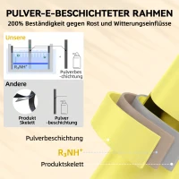 Outsunny 3-teiliges Garten Bistro Set Klappbar Bistrotisch mit 2 Stühlen Lamellen-Sitz Doppelt X-Beine Gelb(m-4)