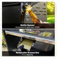 Outsunny 6+1 Burner Gas BBQ Grill, Outdoor Barbecue Trolley with Wheels, Warming Rack, Thermometer, Bottle Opener, Black(m-8)