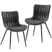 HOMCOM Conjunto de 2 Cadeiras de Sala de Jantar com Design Moderno e Capitonê para Sala Sala de Jantar Quarto Preto(m-7)