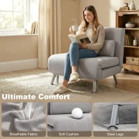 HOMCOM Adjustable Back Futon Sofa Chair - Grey(m-6)