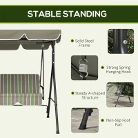 Outsunny Three-Seater Garden Swing Chair, with Adjustable Canopy - Green(m-5)